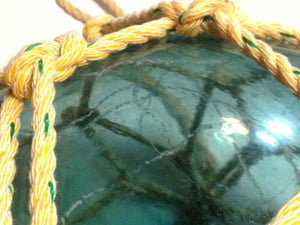 Japanese Vintage Big Kanji Glass Fishing Float "SENDAI" SENi Marked VTG